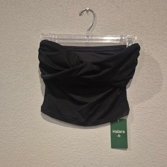 Halara Women's Twisted Front Bandeau Sports Bra Workout Crop Top XS Black NWT - Picture 1 of 10